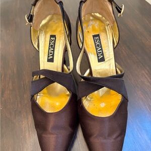 Escada Women's Dark Brown Satin Heels